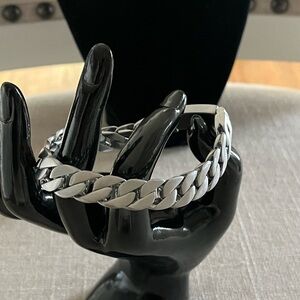 8 1/2” Stainless Steel Light Gun Metal Cuban Link Bracelet